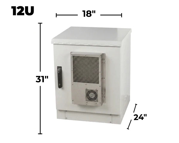 STURDX Climate Series™ 12U IP66 Weatherproof Galvanized Steel Outdoor Network Cabinet with Air Conditioner | 24" × 18" (600 × 450 mm) | 19-Inch Rack Enclosure