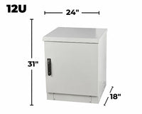 STURDX Essential Series™ 12U IP66 Weatherproof Galvanized Steel Outdoor Network Cabinet | 24" × 18" (600 × 450 mm) | 19-Inch Rack Enclosure