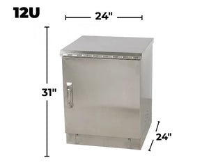 STURDX Essential Series™ 12U IP66 Weatherproof Stainless Steel Outdoor Network Cabinet | 24" × 24" (600 × 600 mm) | 19-Inch Rack Enclosure