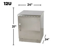 STURDX Essential Series™ 12U IP66 Weatherproof Stainless Steel Outdoor Network Cabinet | 24" × 24" (600 × 600 mm) | 19-Inch Rack Enclosure