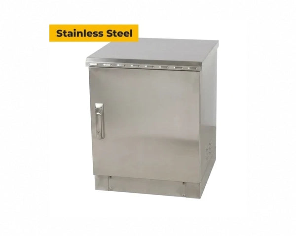 STURDX Essential Series™ 12U IP66 Weatherproof Stainless Steel Outdoor Network Cabinet | 24" × 24" (600 × 600 mm) | 19-Inch Rack Enclosure