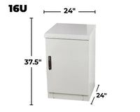 STURDX Essential Series™ 16U IP66 Weatherproof Galvanized Steel Outdoor Network Cabinet | 24" × 24" (600 × 600 mm) | 19-Inch Rack Enclosure