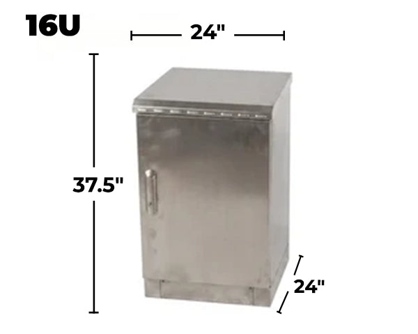 STURDX Essential Series™ 16U IP66 Weatherproof Stainless Steel Outdoor Network Cabinet | 24" × 24" (600 × 600 mm) | 19-Inch Rack Enclosure