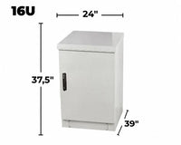 STURDX Essential Series™ 16U IP66 Weatherproof Galvanized Steel Outdoor Network Cabinet | 24" × 39" (600 × 1000 mm) | 19-Inch Rack Enclosure