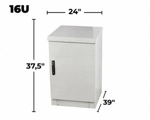 STURDX Essential Series™ 16U IP66 Weatherproof Galvanized Steel Outdoor Network Cabinet | 24" × 39" (600 × 1000 mm) | 19-Inch Rack Enclosure