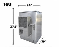 STURDX Climate Series™ 16U IP66 Weatherproof Stainless Steel Outdoor Network Cabinet with Air Conditioner | 24" × 39" (600 × 1000 mm) | 19-Inch Rack Enclosure