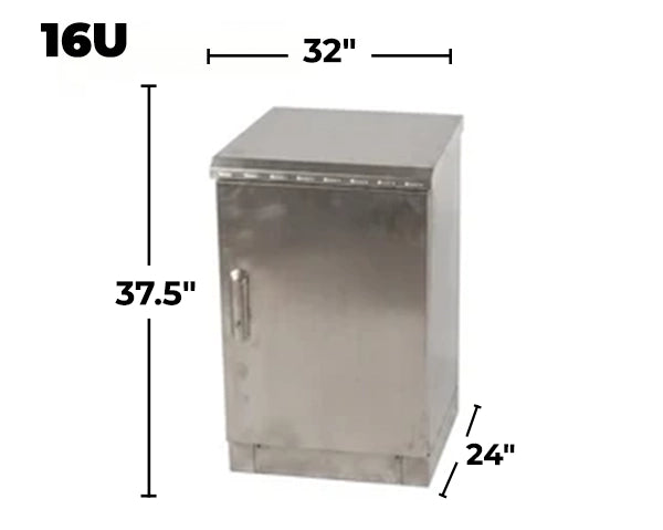 STURDX Essential Series™ 16U IP66 Weatherproof Stainless Steel Outdoor Network Cabinet | 24" × 32" (600 × 800 mm) | 19-Inch Rack Enclosure