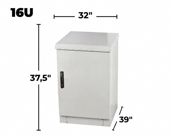 STURDX Essential Series™ 16U IP66 Weatherproof Galvanized Steel Outdoor Network Cabinet | 32" × 39" (800 × 1000 mm) | 19-Inch Rack Enclosure
