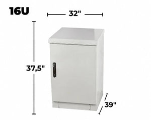 STURDX Essential Series™ 16U IP66 Weatherproof Galvanized Steel Outdoor Network Cabinet | 32" × 39" (800 × 1000 mm) | 19-Inch Rack Enclosure