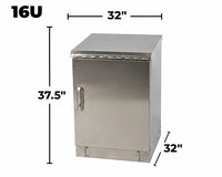STURDX Essential Series™ 16U IP66 Weatherproof Stainless Steel Outdoor Network Cabinet | 32" × 32" (800 × 800 mm) | 19-Inch Rack Enclosure