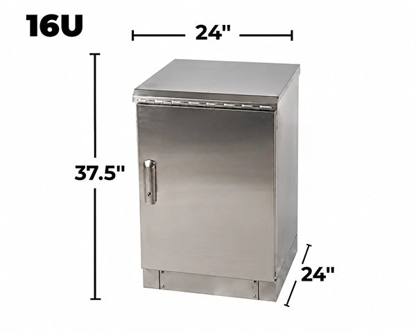 STURDX Essential Series™ 16U IP66 Weatherproof Stainless Steel Outdoor Network Cabinet | 24" × 24" (600 × 600 mm) | 19-Inch Rack Enclosure