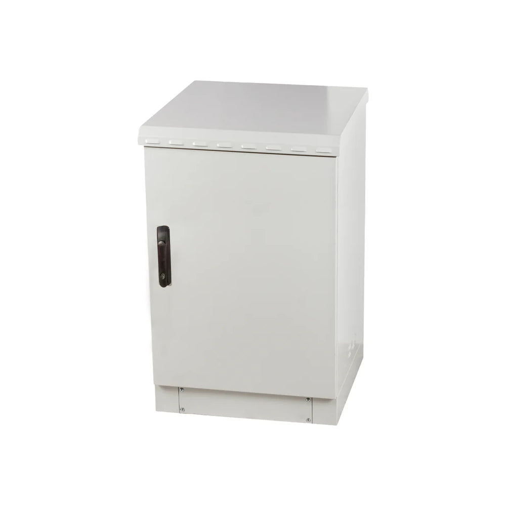 20U IP66 rated outdoor network cabinet enclosure for fiber and server equipment.