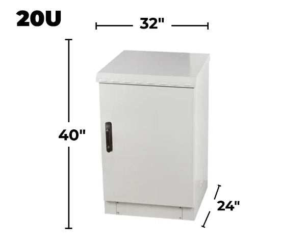 STURDX Essential Series™ 20U IP66 Weatherproof Galvanized Steel Outdoor Network Cabinet | 24" × 32" (600 × 800 mm) | 19-Inch Rack Enclosure
