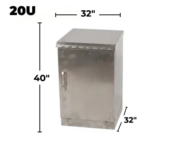 STURDX Essential Series™ 20U IP66 Weatherproof Stainless Steel Outdoor Network Cabinet | 32" × 32" (800 × 800 mm) | 19-Inch Rack Enclosure