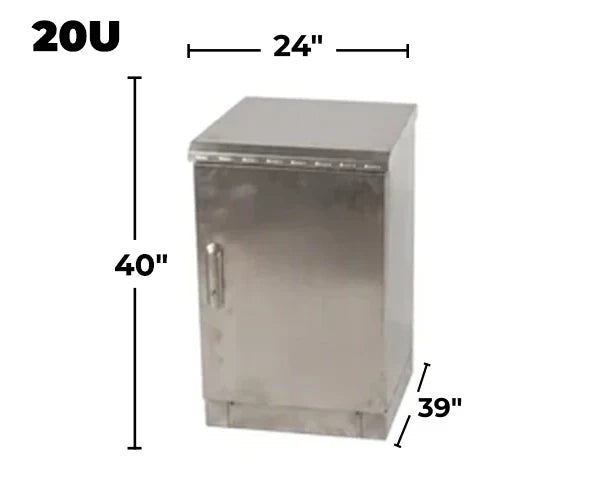 STURDX Essential Series™ 20U IP66 Weatherproof Stainless Steel Outdoor Network Cabinet | 24" × 39" (600 × 1000 mm) | 19-Inch Rack Enclosure