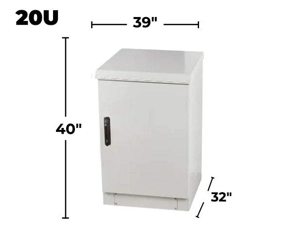 STURDX Essential Series™ 20U IP66 Weatherproof Galvanized Steel Outdoor Network Cabinet | 32" × 39" (800 × 1000 mm) | 19-Inch Rack Enclosure