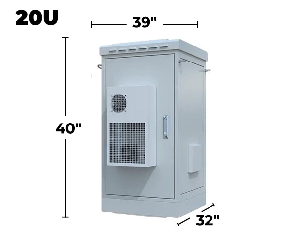 STURDX Climate Series™ 20U IP66 Weatherproof Galvanized Steel Outdoor Network Cabinet with Air Conditioner | 32" × 39" (800 × 1000 mm) | 19-Inch Rack Enclosure