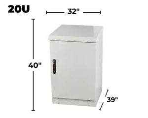 STURDX Essential Series™ 20U IP66 Weatherproof Galvanized Steel Outdoor Network Cabinet | 32" × 39" (800 × 1000 mm) | 19-Inch Rack Enclosure