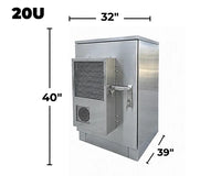 STURDX Climate Series™ 20U IP66 Weatherproof Stainless Steel Outdoor Network Cabinet with Air Conditioner | 32" × 39" (800 × 1000 mm) | 19-Inch Rack Enclosure