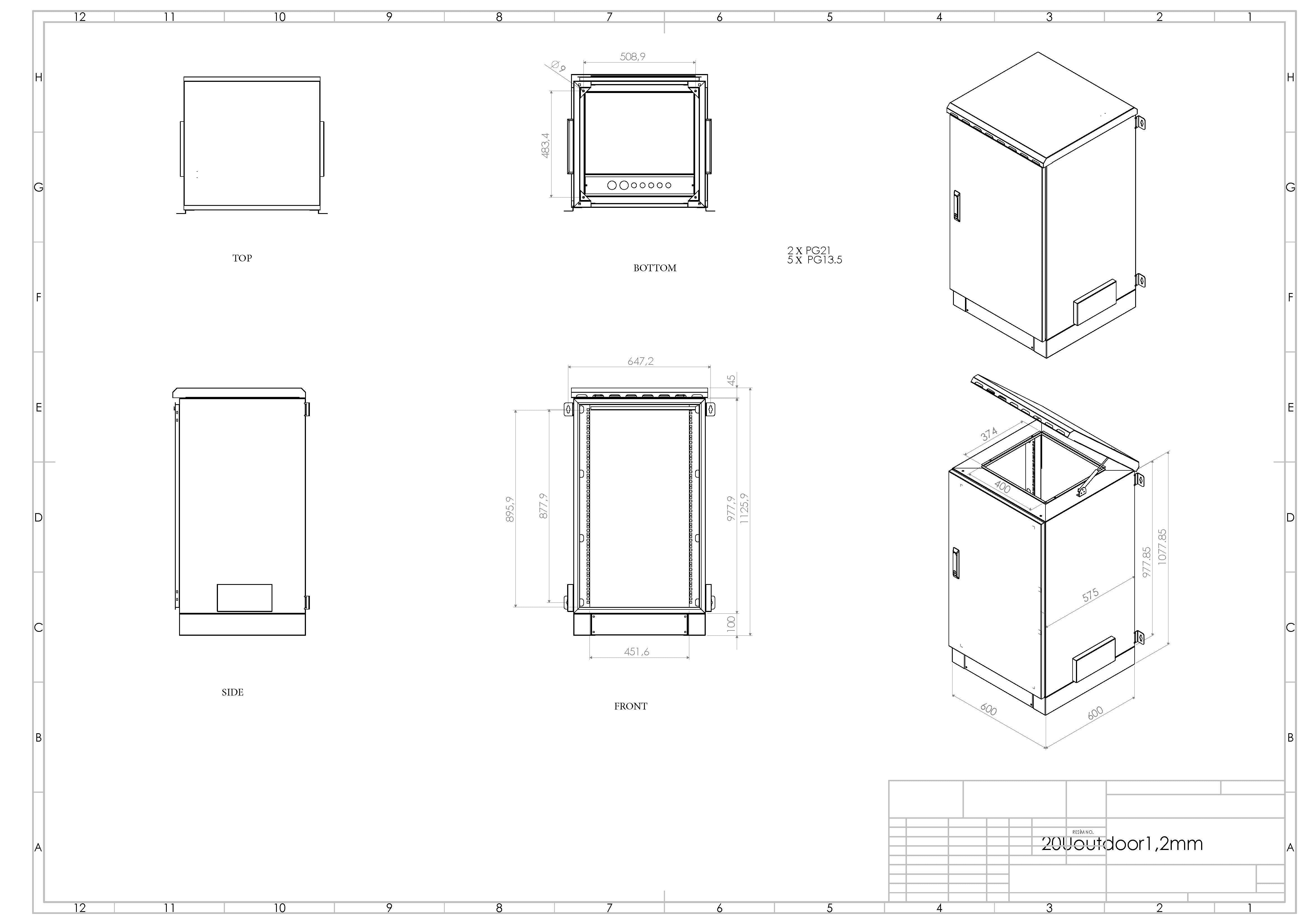20U outdoor weatherproof network cabinet IP66 rated for telecom and server protection.