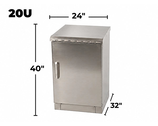 STURDX Essential Series™ 20U IP66 Weatherproof Stainless Steel Outdoor Network Cabinet | 24" × 32" (600 × 800 mm) | 19-Inch Rack Enclosure