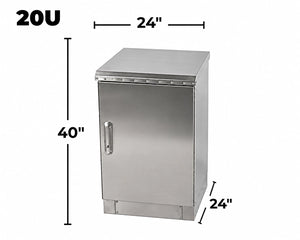 STURDX Essential Series™ 20U IP66 Weatherproof Stainless Steel Outdoor Network Cabinet | 24" × 24" (600 × 600 mm) | 19-Inch Rack Enclosure
