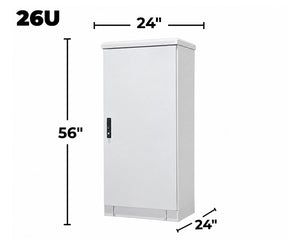 STURDX Essential Series™ 26U IP66 Weatherproof Galvanized Steel Outdoor Network Cabinet | 24" × 24" (600 × 600 mm) | 19-Inch Rack Enclosure