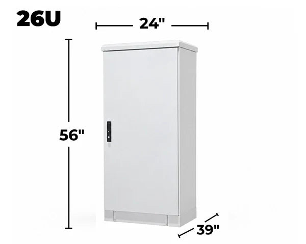 STURDX Essential Series™ 26U IP66 Weatherproof Galvanized Steel Outdoor Network Cabinet | 24" × 39" (600 × 1000 mm) | 19-Inch Rack Enclosure
