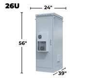 STURDX Climate Series™ 26U IP66 Weatherproof Galvanized Steel Outdoor Network Cabinet with Air Conditioner | 24" × 39" (600 × 1000 mm) | 19-Inch Rack Enclosure