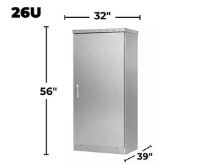 STURDX Essential Series™ 26U IP66 Weatherproof Stainless Steel Outdoor Network Cabinet | 32" × 39" (800 × 1000 mm) | 19-Inch Rack Enclosure
