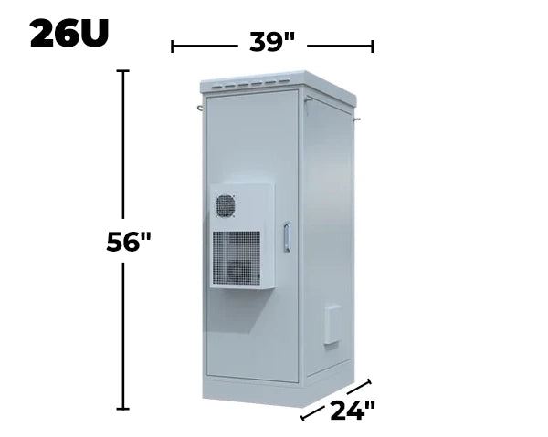 STURDX Climate Series™ 26U IP66 Weatherproof Galvanized Steel Outdoor Network Cabinet with Air Conditioner | 24" × 39" (600 × 1000 mm) | 19-Inch Rack Enclosure