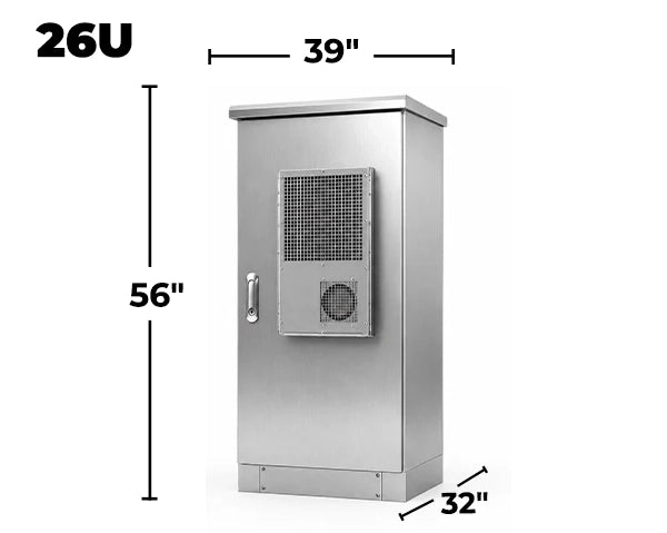 STURDX Climate Series™ 26U IP66 Weatherproof Stainless Steel Outdoor Network Cabinet with Air Conditioner | 32" × 39" (800 × 1000 mm) | 19-Inch Rack Enclosure