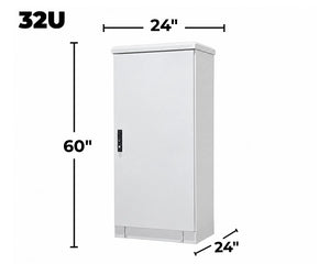 STURDX Essential Series™ 32U IP66 Weatherproof Galvanized Steel Outdoor Network Cabinet | 24" × 24" (600 × 600 mm) | 19-Inch Rack Enclosure