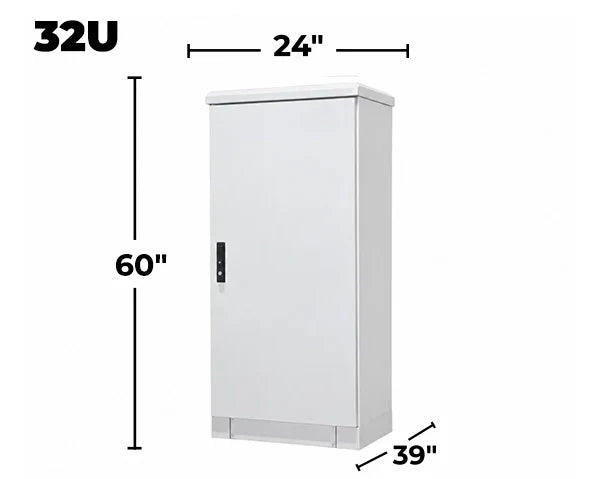 STURDX Essential Series™ 32U IP66 Weatherproof Galvanized Steel Outdoor Network Cabinet | 24" × 39" (600 × 1000 mm) | 19-Inch Rack Enclosure