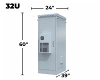 STURDX Climate Series™ 32U IP66 Weatherproof Galvanized Steel Outdoor Network Cabinet with Air Conditioner | 24" × 39" (600 × 1000 mm) | 19-Inch Rack Enclosure