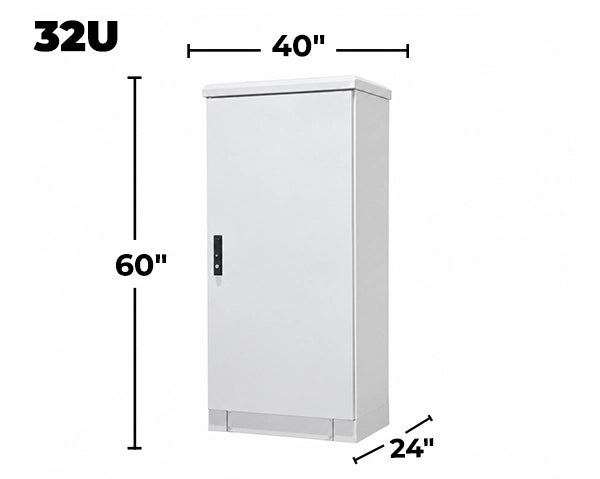 STURDX Essential Series™ 32U IP66 Weatherproof Galvanized Steel Outdoor Network Cabinet | 24" × 40" (600 × 1000 mm) | 19-Inch Rack Enclosure