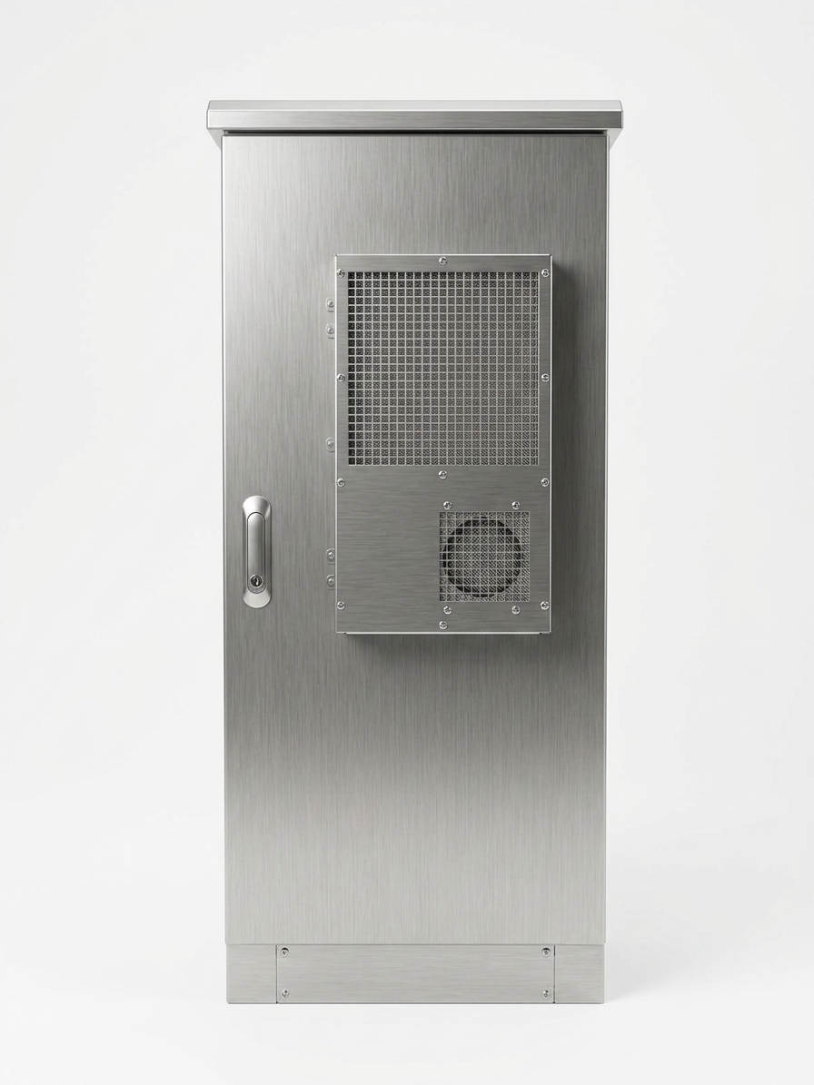32U stainless steel network cabinet with a door mounted air conditioner