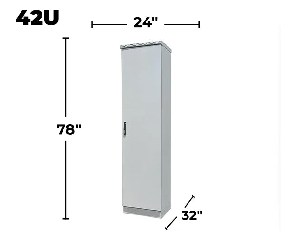 STURDX Essential Series™ 42U Outdoor Network Cabinet | 24" × 32" (600 × 800 mm) | Galvanized Steel | IP66 Weatherproof | 19-Inch Rack Enclosure