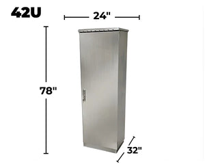 STURDX Essential Series™ 42U IP66 Weatherproof Stainless Steel Outdoor Network Cabinet | 24" × 32" (600 × 800 mm) | 19-Inch Rack Enclosure