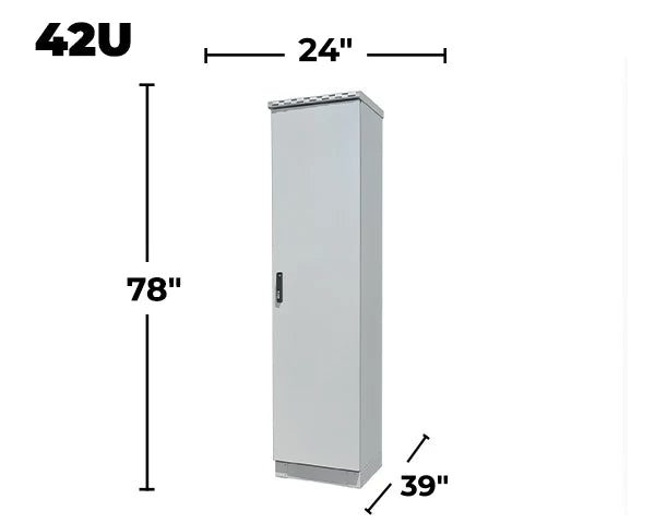 STURDX Essential Series™ 42U IP66 Weatherproof Outdoor Network Cabinet | 24" × 39" (600 × 1000 mm) | Galvanized Steel | 19-Inch Rack Enclosure