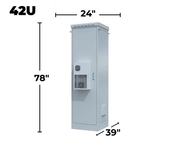 STURDX Climate Series™ 42U IP66 Weatherproof Outdoor Network Cabinet with Air Conditioner | 24" × 39" (600 × 1000 mm) | Galvanized Steel | 19-Inch Rack Enclosure