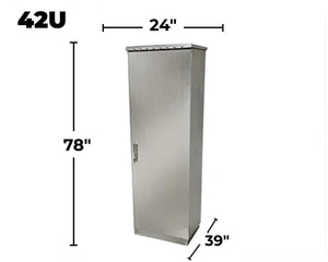 STURDX Essential Series™ 42U IP66 Weatherproof Stainless Steel Outdoor Network Cabinet | 24" × 39" (600 × 1000 mm) | 19-Inch Rack Enclosure