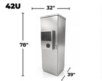 STURDX Climate Series™ 42U Stainless Steel Outdoor Network Cabinet with Air Conditioner | 32" × 39" (800 × 1000 mm) | IP66 Weatherproof | 19-Inch Rack Enclosure