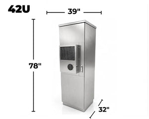 STURDX Climate Series™ 42U Stainless Steel Outdoor Network Cabinet with Air Conditioner | 32" × 39" (800 × 1000 mm) | IP66 Weatherproof | 19-Inch Rack Enclosure