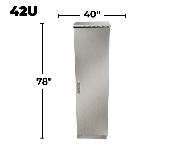 STURDX Essential Series™ 42U IP66 Weatherproof Stainless Steel Outdoor Network Cabinet | 24" × 40" (600 × 1000 mm) | 19-Inch Rack Enclosure
