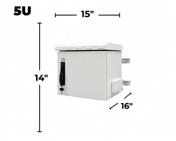 STURDX Outdoor Security Series™ 5U IP66 Weatherproof Galvanized Steel Outdoor Mini Security Cabinet (15" × 16" / 371 × 400 mm)