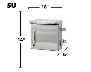 STURDX Outdoor Security Series™ 5U IP66 Weatherproof Stainless Steel Outdoor Mini Security Cabinet | 15" × 16" (371 × 400 mm) | 10-Inch Equipment Enclosure