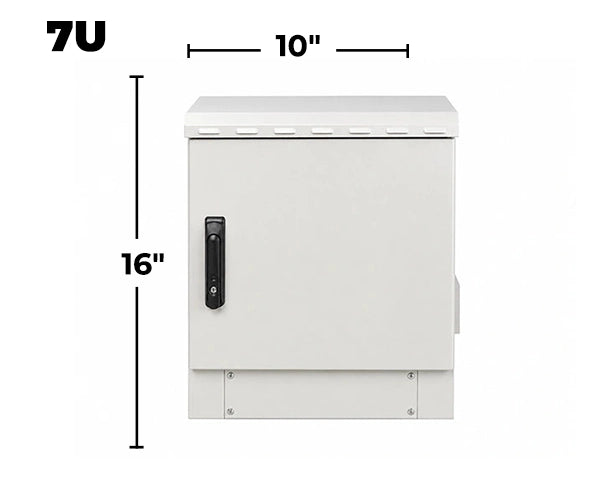 STURDX Outdoor Security Series™ 7U IP66 Weatherproof Galvanized Steel Security Camera Cabinet | 24" × 10" (600 × 250 mm) | 19-Inch Outdoor Security Enclosure