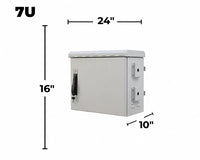 STURDX Outdoor Security Series™ 7U IP66 Weatherproof Galvanized Steel Security Camera Cabinet | 24" × 10" (600 × 250 mm) | 19-Inch Outdoor Security Enclosure