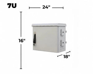 STURDX Essential Series™ 7U IP66 Weatherproof Galvanized Steel Outdoor Network Cabinet | 24" × 18" (600 × 450 mm) | 19-Inch Rack Enclosure